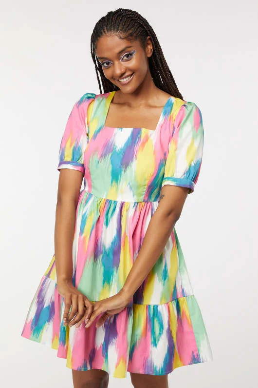 Party Puff Dress Crew Neckline Casual