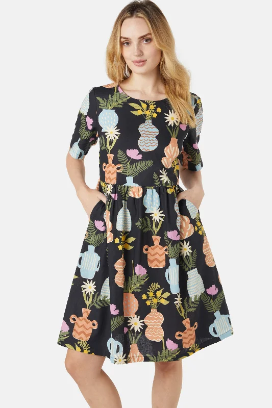 Pretty Vases Smock Dress Tunics Short Trendy