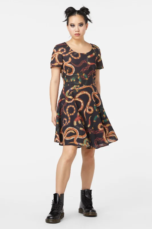 Serpent Print Cotton Dress Tunics Ceremony elegant