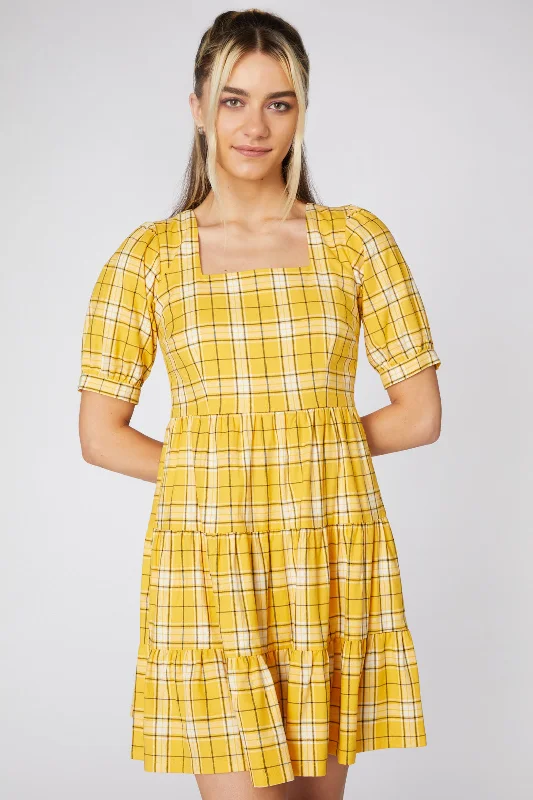 Tartan Mood Ruffle Dress empire Waist empire