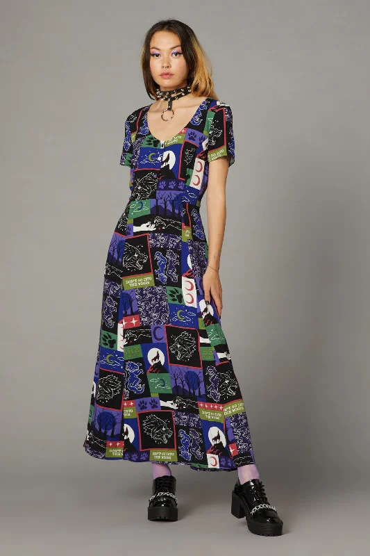 Wolf Pack Print Dress Casual Short Summer