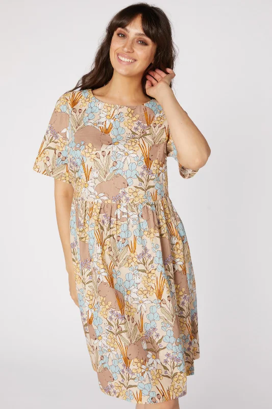 Wombat Native Garden Smock Dress Tunics Polka dots