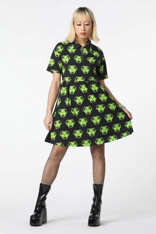 Biohazard Print Smock Dress Tunics Corduroy durable
