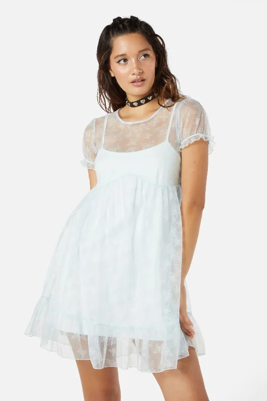 Butterflies On The Wall Mesh Dress Tunics Evening elegant