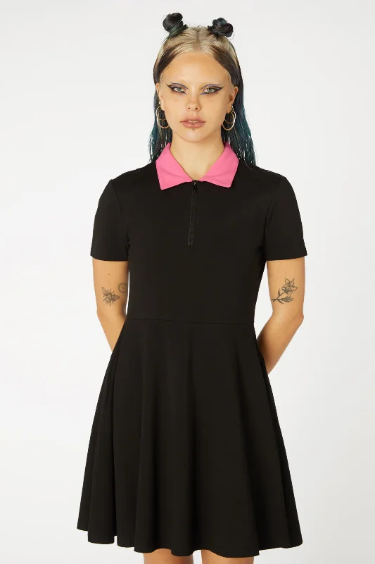 Contrast Collar Dress Shift Classic Vintage