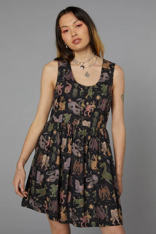 Cryptid Print Dress Tunics Luxurious high-end