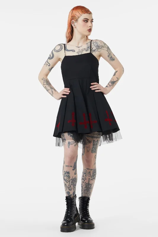 Hail Lilith Flocked Hem Bustier Dress Tunics Ceremony elegant