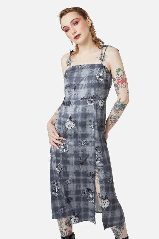 Love Her Printed Satin Split Dress A-Line Day Work