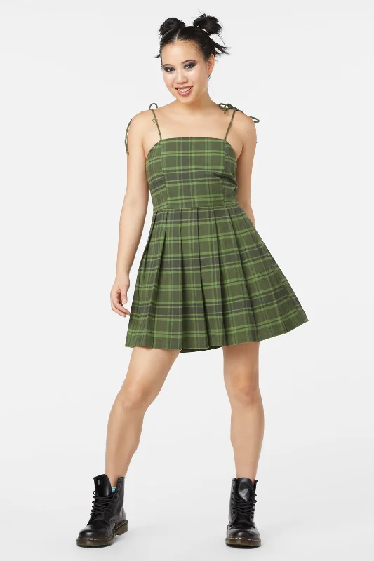 Meadow Tartan Dress Crew Neckline Casual