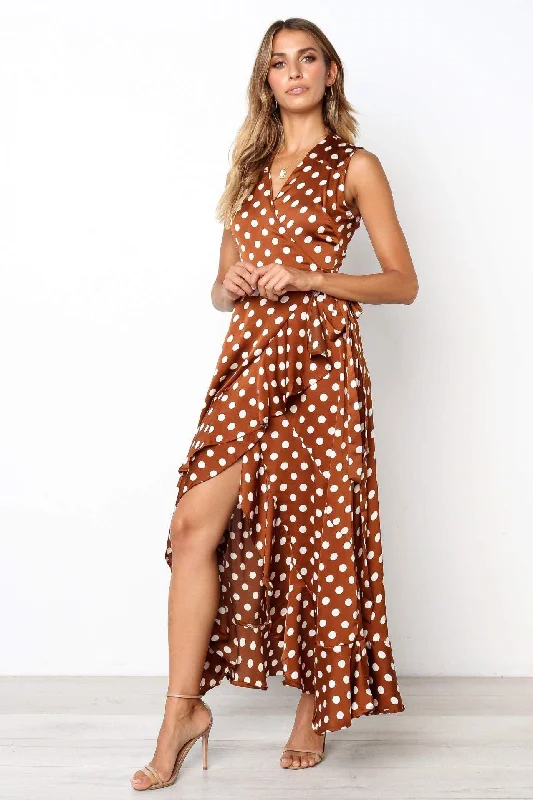 Polka Dot Long Wrapped Summer Dress with Ribbon Tunics Long Elegant