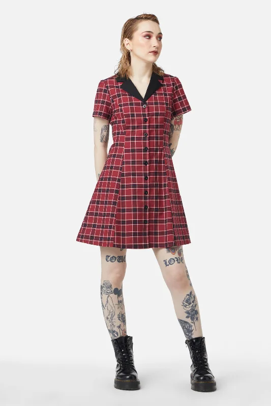 Revenge Tartan Collar Dress Tunics Occasion special