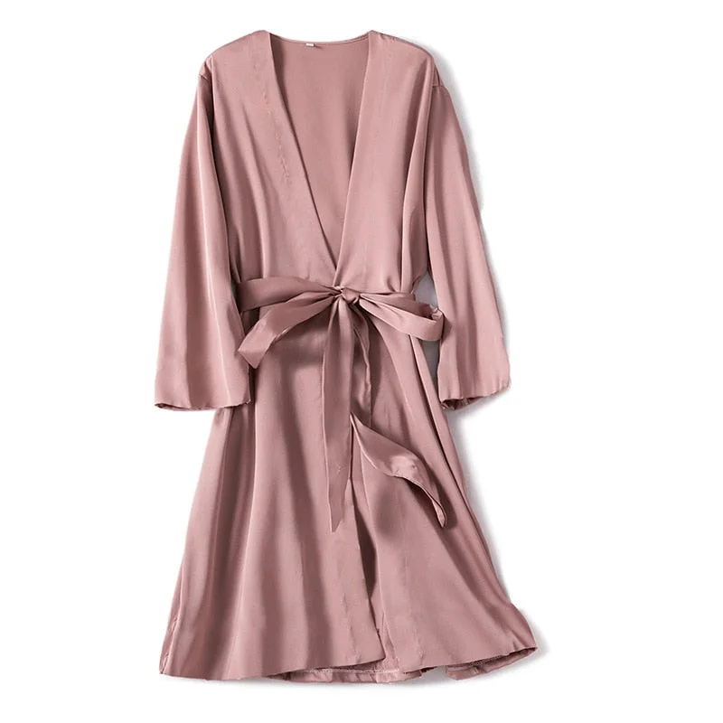 Satin Robe Female Intimate Lingerie Sleepwear Silky Bridal Wedding Gift Casual Kimono Bathrobe Gown Nightgown Sexy Nightwear Tunics Fall fleece Satin Robe Female Intimate Lingerie Sleepwear Silky Bridal Wedding Gift Casual Kimono Bathrobe Gown Nightgown Sexy Nightwear Tunics Fall fleece