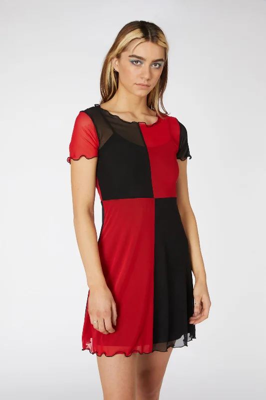 Split Sheer Mesh Dress Tunics Short Trendy