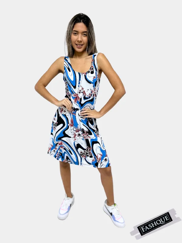 FASHQUE - SUNDRESS - Skater Style tank dress with square back - D001 SALE Tunics Versatile all-occasion