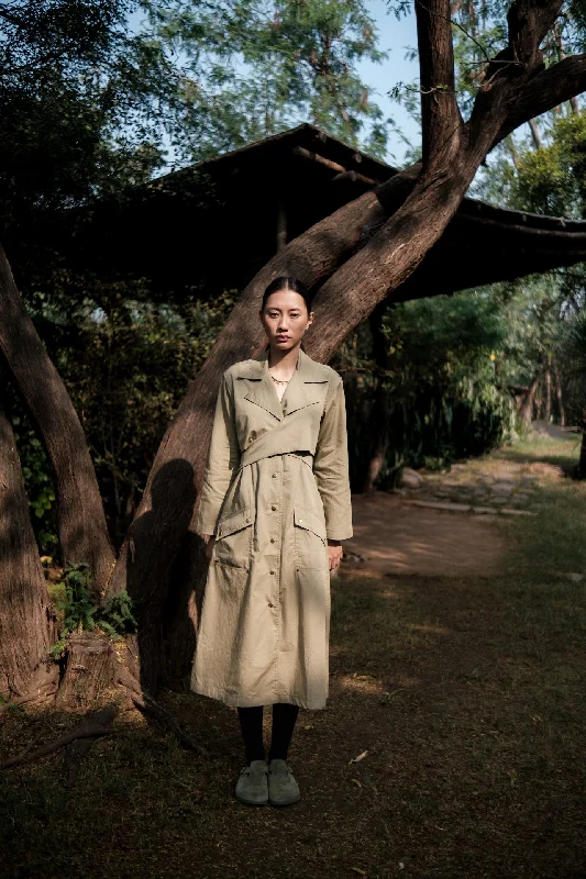 The Terra Tribe Khaki Copenhagen Trench Coat Comfortable Trench Coat for Women