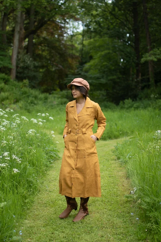 The Terra Tribe Mustard Summer Trench Coat Fashionable Long Wool Trench