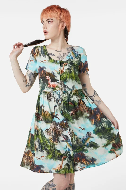 Triassic Scene Printed Dress Tunics Recommended stylist