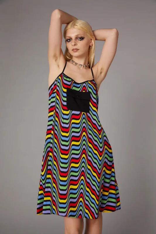 Warped Print Dress Tunics Seasonal trendy
