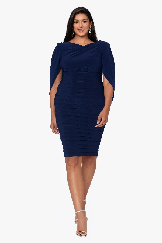 Plus "Giovanna" Short Jersey Knit Banded Skirt Cape Back Dress Tunics Travel practical