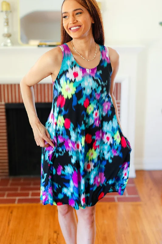 Abstract Pocketed Tank Dress Tunics Evening elegant