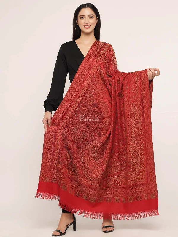 Pashtush Women's Jamawar Shawl, Maroon