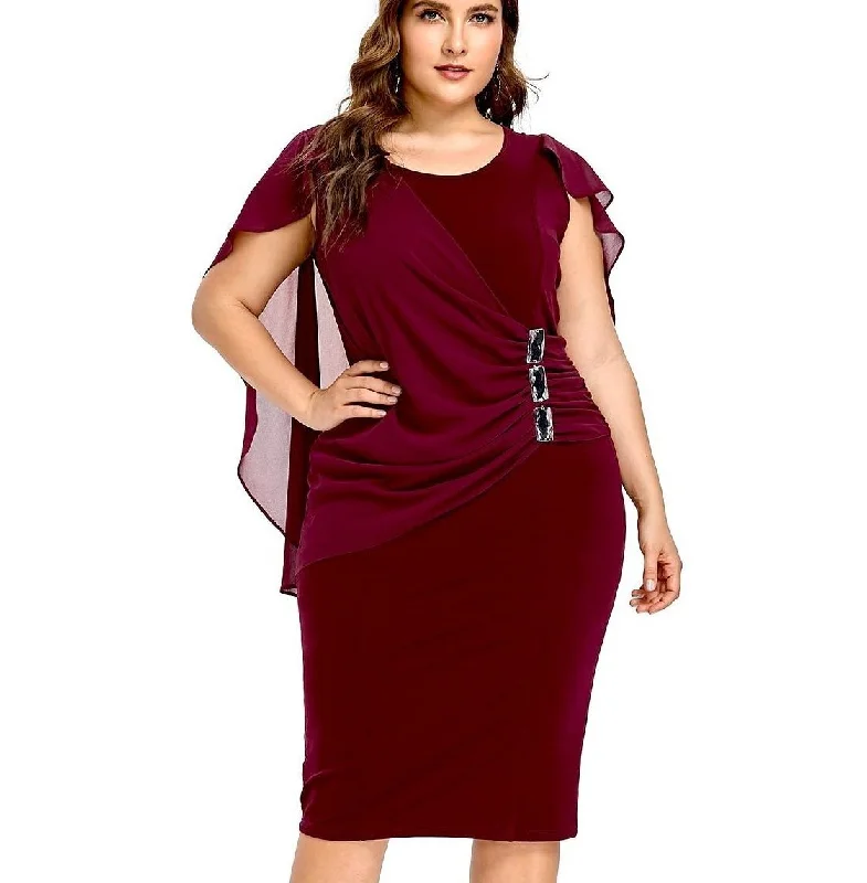 ANALUKE Embellished Capelet Sexy Dress Tunics Summer linen