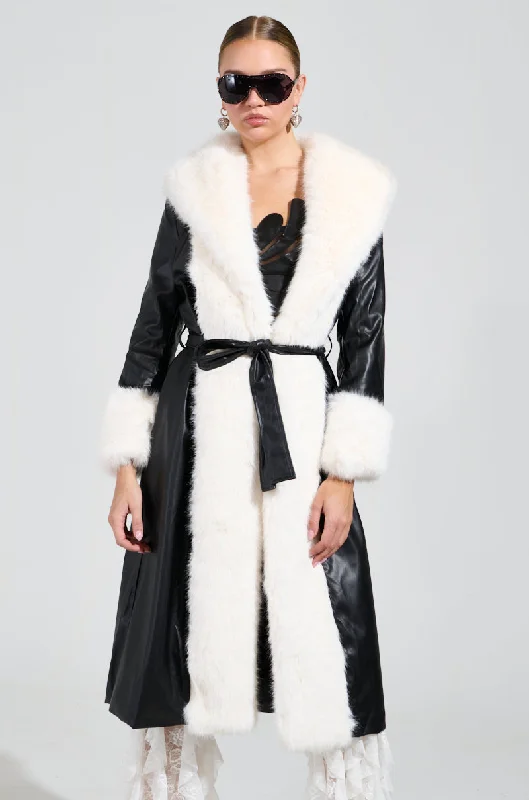 CANT GET ENOUGH FUR TRENCH Elegant Long Trench Jacket
