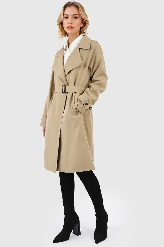 Casual Belted Lapel Trench Modern Military Style Trench