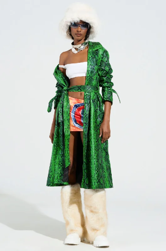 ENVY SNAKE PRINT TRENCH Classic Tailored Trench Coat