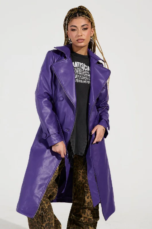 SANDO ZIPPER TRIM TRENCH IN PURPLE Cozy Winter Wool Trench