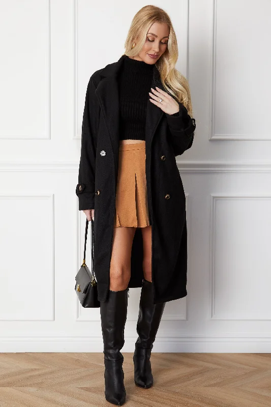 Shonda Black Coat Asymmetrical Diagonal princess