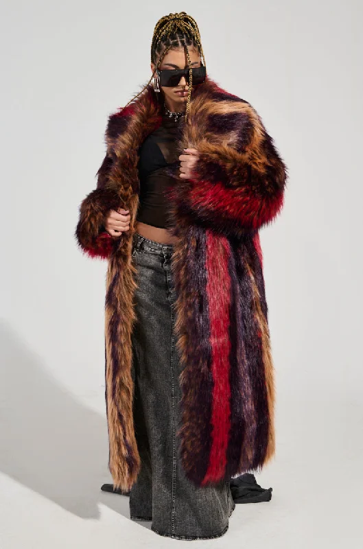 SUNDAY STRIPED FUR COAT Quilted Jacket Anorak Windbreaker