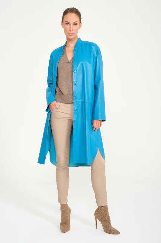 Turquoise Leather Coat