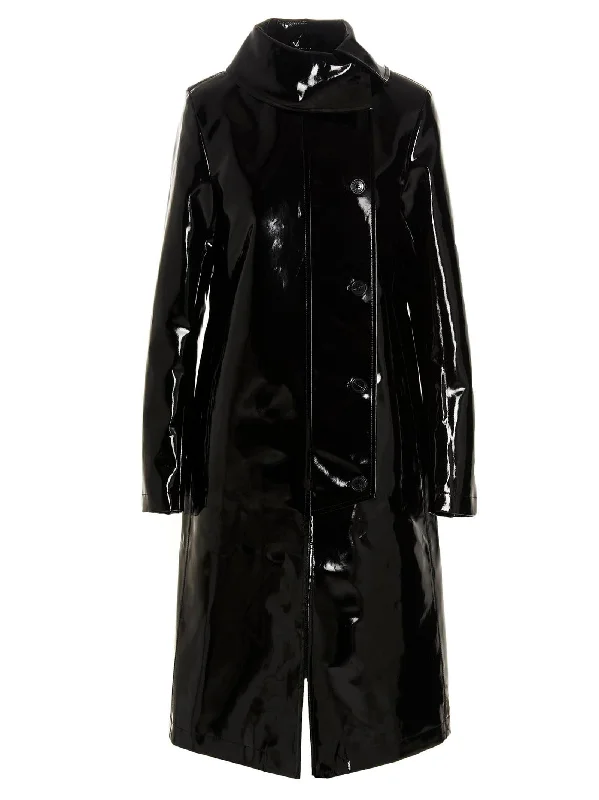 Vinyl Trench Coat Buttoned Zippered Snapped