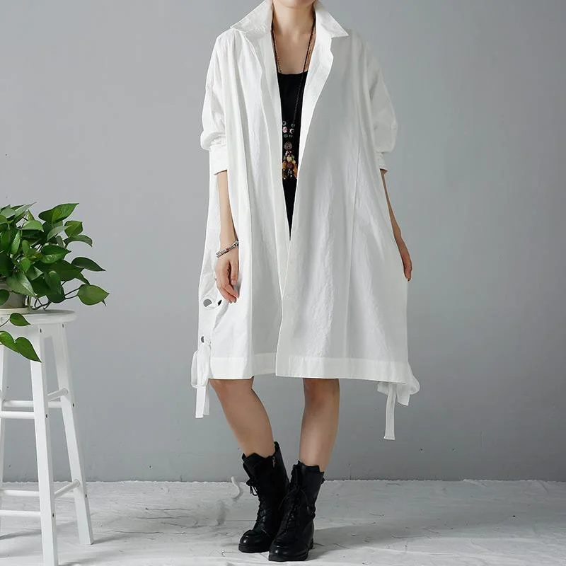 White plus size trench coats oversize wind-breaker Print Jacquard Embroidered