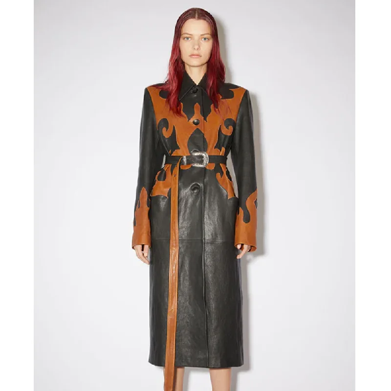 Women Fire Blaze Trench Leather Coat Asymmetrical Collar Hooded Zippered