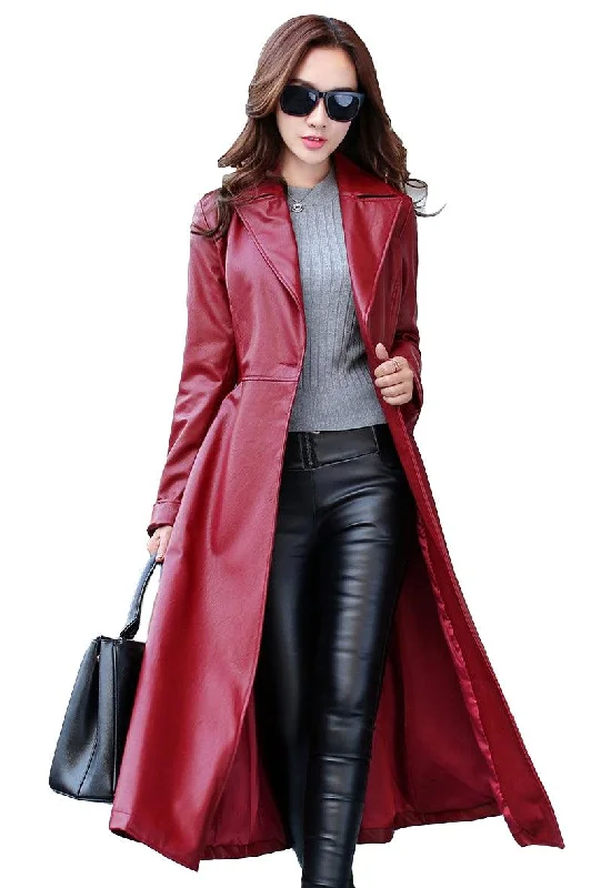Women's Genuine Leather Trench Coat TC01 Mesh Canvas Denim