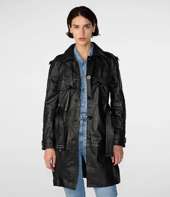 Mary Long Single Breasted Trench Trendy Wide-Cuff Trench Coat