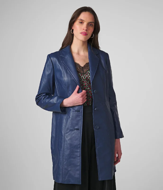 Nora Button Down Lamb Trench Classic Wool Trench Jacket