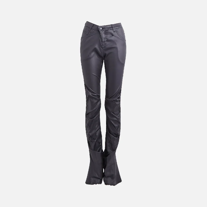 Ottolinger Coated Denim Pants - Black Herringbone Houndstooth Plaid