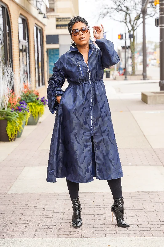 Blue Camo Zipper Coat Sleeveless Short Sleeve Long Sleeve