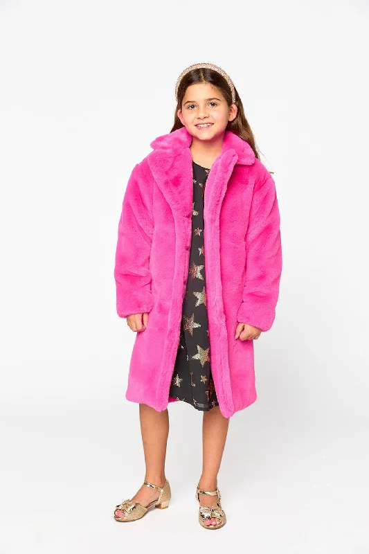 Mini Zoey Coat - Hot Pink Wool Cashmere Tweed