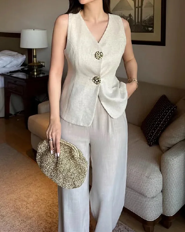 White Metal Button Vest Coat with Pants A-Line Ball Gown Mermaid
