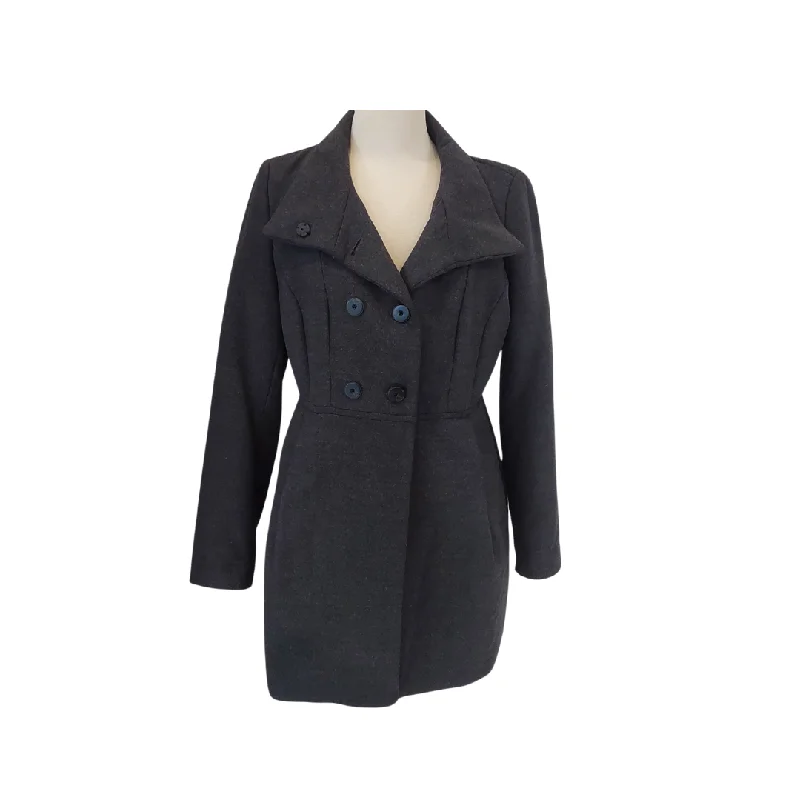 Zara Charcoal Grey Winter Coat | Like New | Cotton Linen Terry