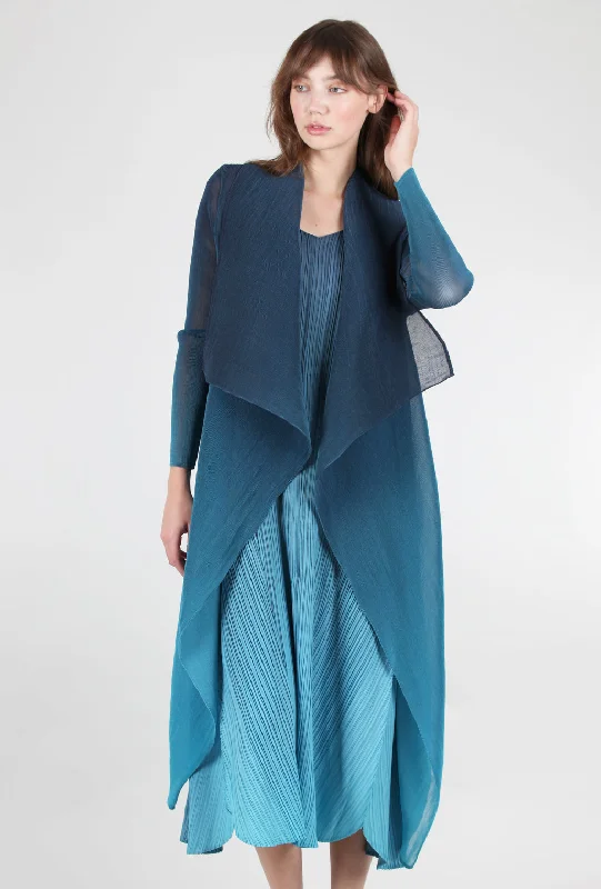 Collare Coat, Indigo to Aqua Cardigan Sweater Pullover