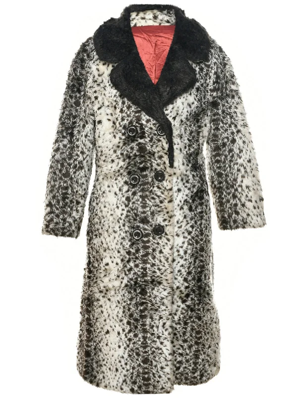 Animal Print Faux Fur Coat - M Coat Overcoat Trench Coat