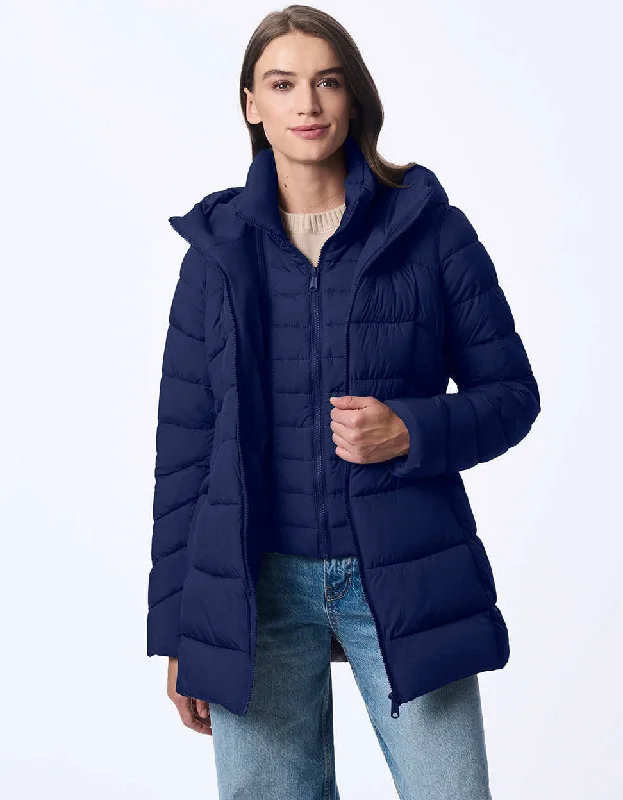 Cosmic Puffer Coat Hook-and-Loop Buckled Tied