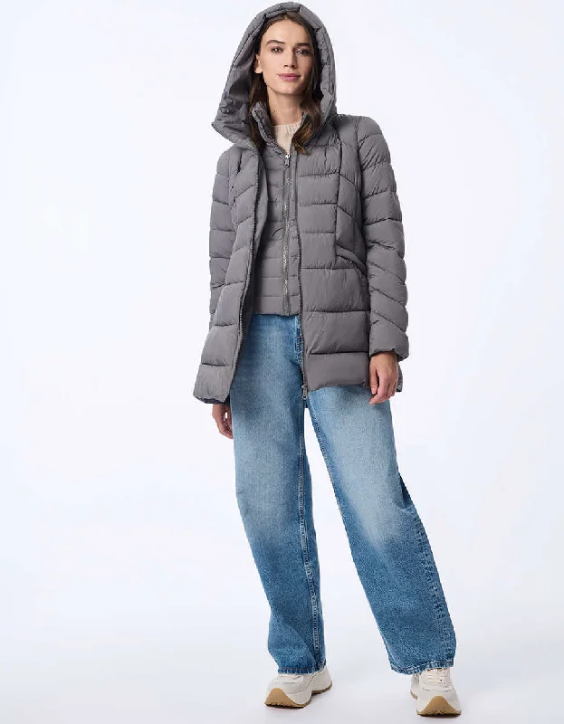 Cosmic Puffer Coat empire Basque Peplum