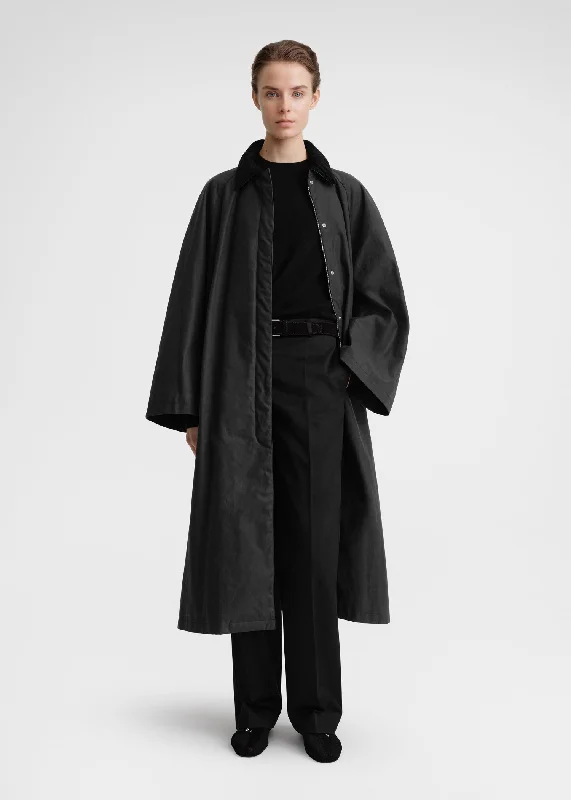 Country coat washed black Suede Faux Fur Shearling