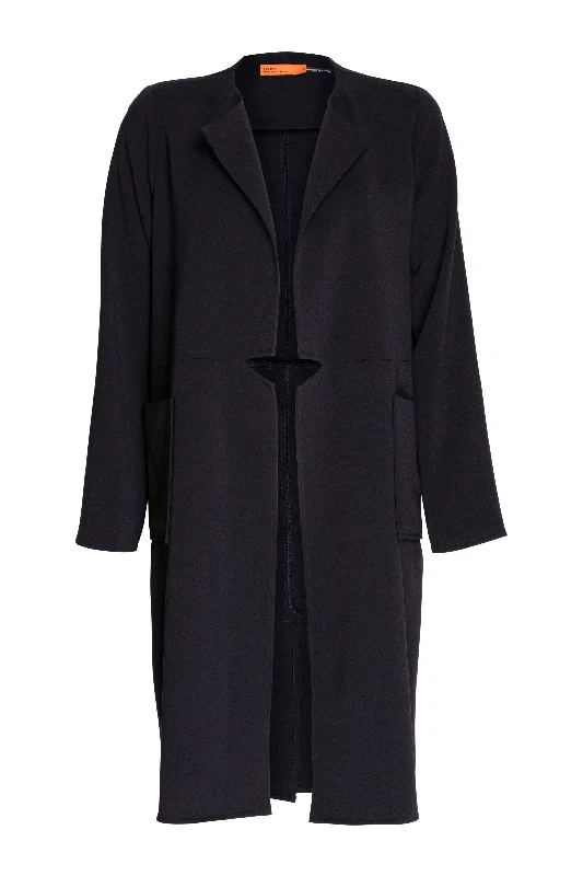 Duster Coat - Dark Navy 8666 Houndstooth Coat Plaid Coat Tartan Coat